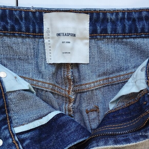 One Teaspoon Floral Embroidered Long Trucker Denim Skirt Retro Boho  US Size 26 - Picture 12 of 15